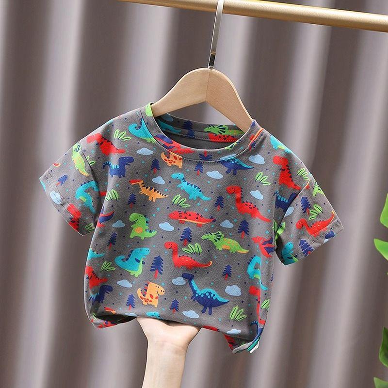 T-shirt Baby Girl Child Boy Summer Versatile Short Sleeved Half Sleeved Cartoon Printed Middle and Small Children's Top