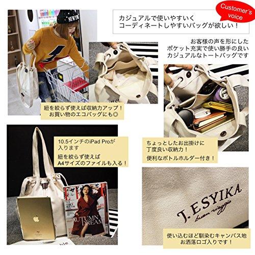[Angel Moon] Canvas Tote Bag, 2-way, Drawstring, Crossbody, Shoulder Bag, Natural, Relaxed Fit, Women's, Office, Casual, Sub-bag, Tablet, Zipper Closu