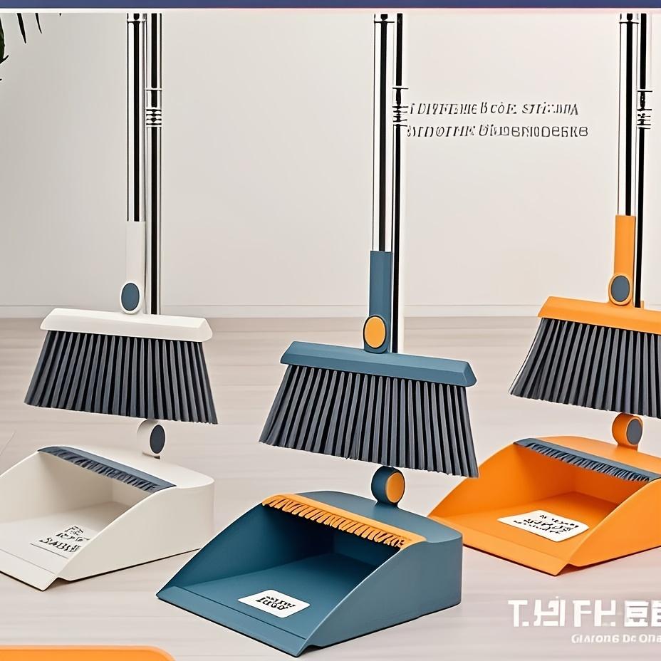 2pcs Set of Brand New 3-in-1 Rotatable and Foldable Magnetic Suction Broom Dustpan Sweeping Set, Enlarged and Thickened Household Broom, Living Room