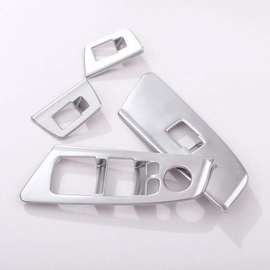 ABS Silver Car Door Window Lift Switch Cover Trim For BMW 5 Series G30 2017-2022