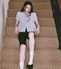 RONRON Seersucker Basic Short Shirt Blue Stripe