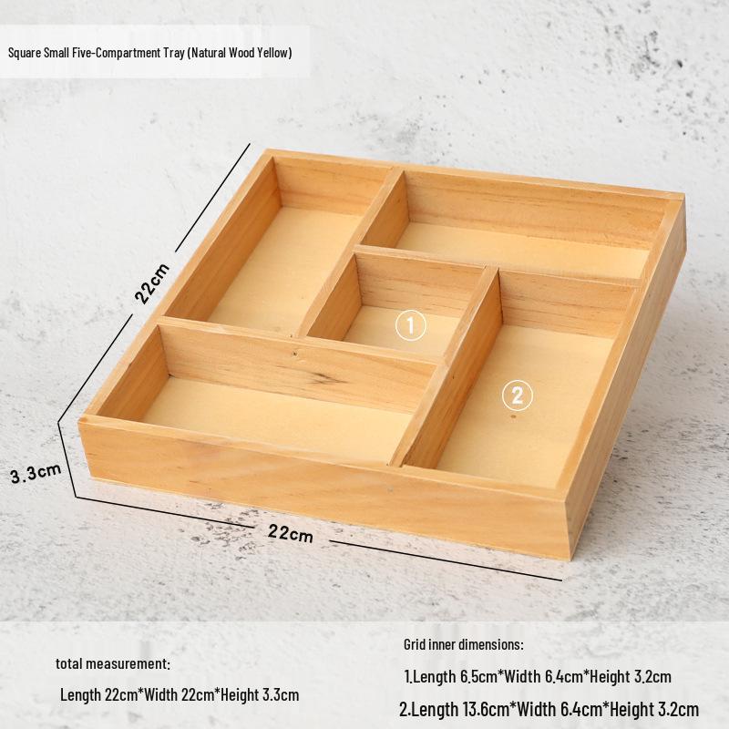 Retro Wooden Multi-Grid Desktop Storage Box and Display Tray