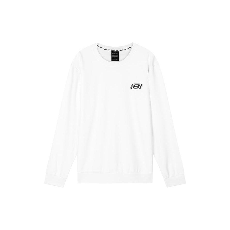 Skechers American Vintage Large Letter Logo Print Casual Pullover Sweatshirt Unisex Sweatshirt Bright-White L320U106-0019