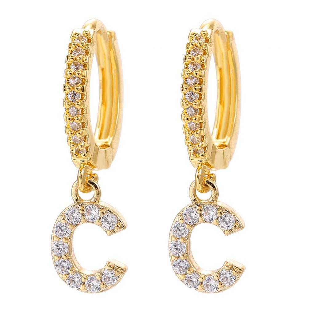 A Pair Of Zircon Earrings With Letters