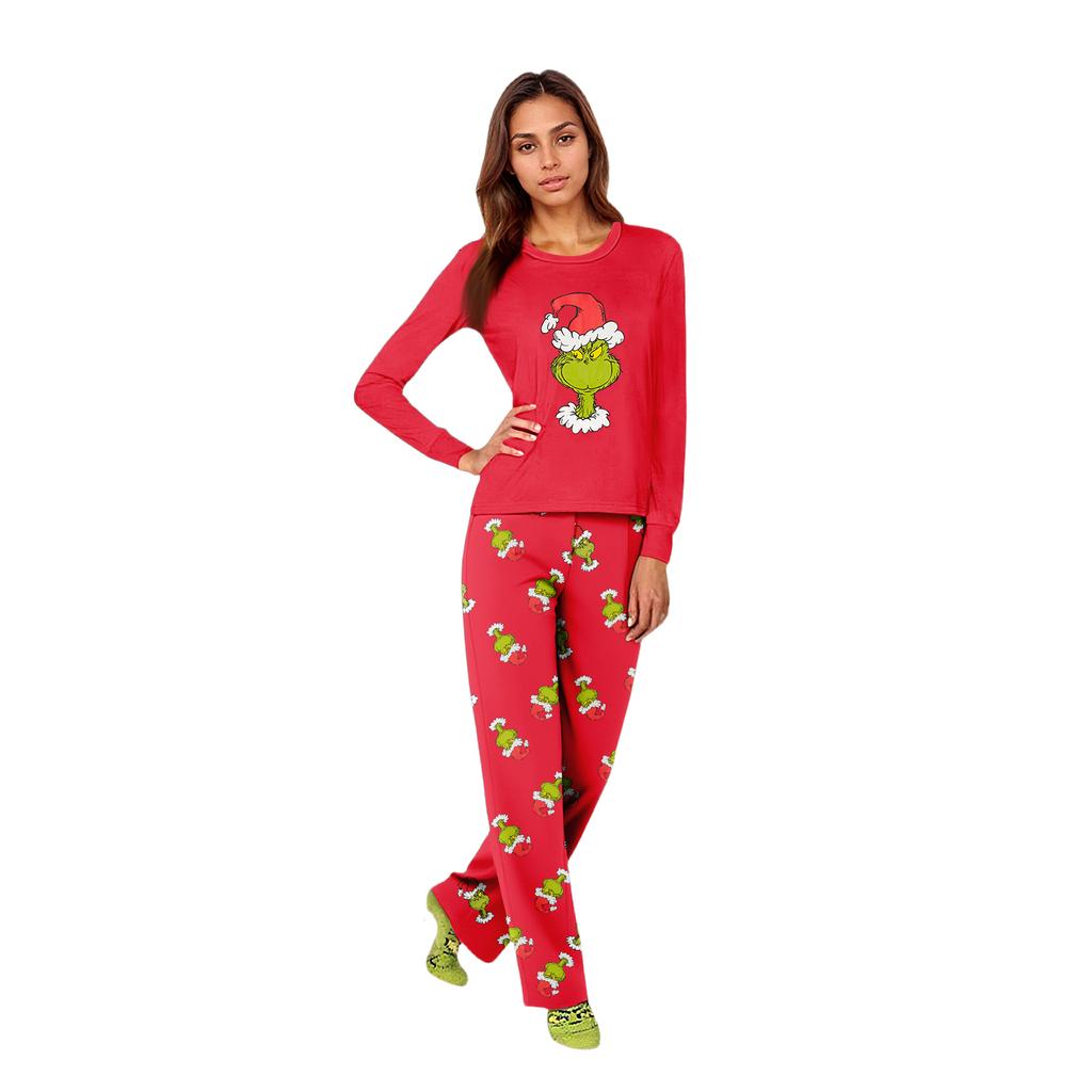 Christmas Print Cute Family Set Pajamas, Home Clothes, Family Set Long Sleeve Top Pants Set