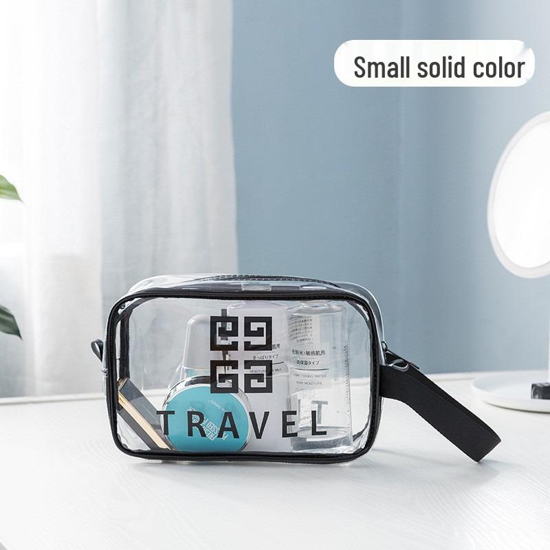 Transparent PVC Toiletry Bag with Wet and Dry Sections - Tea Color Makeup Storage