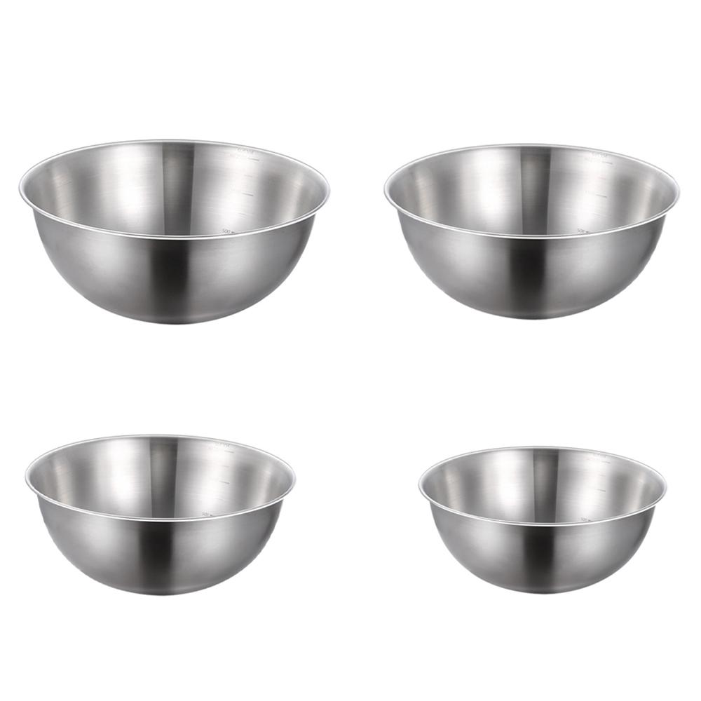 

17cm+19cm+22cm+24cm 4Pcs Salad Bowl Stainless Steel 304 Mixing Bowl with Measurement Markings for Kitchen/Baking (No FDA)