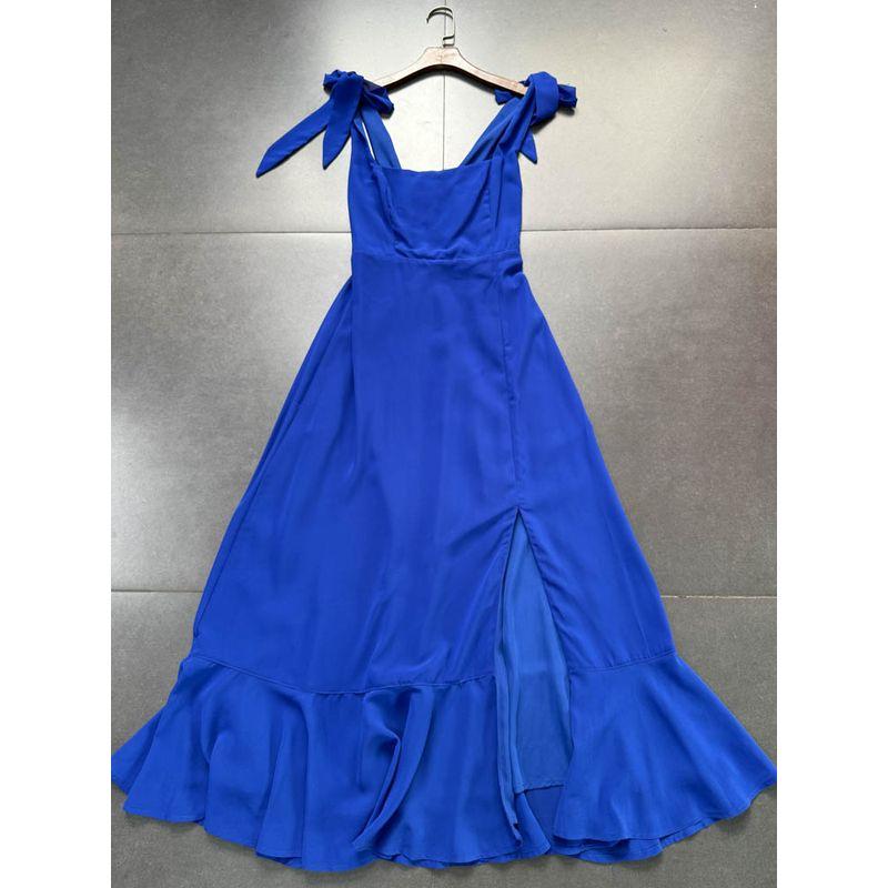 

Заказ внешней торговли Семья Лулу Французский стиль Слинг Обтягивающий талию А-силуэт Свободное платье Платье с вилкой Приталенный крой Для свиданий Длинное платье Платье Blue (micro flaw random hair) XS