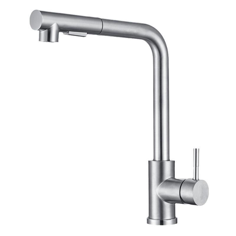 304 Stainless Steel Rotatable Kitchen Faucet with Pull-out Spray for Hot and Cold Water