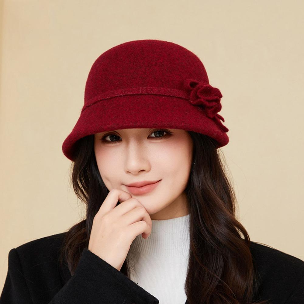 Trendy Keep Warm Women Fisherman Hat Windproof Elegant Bucket Hat Hepburn Style Thickened Basin Caps Women