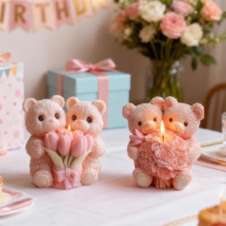 Bear Candle Mold for Candle Making,Silicone Candle Mold Bear Epoxy Resin Casting Molds for Diys Crafts,Candle,Soap