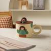 Handpainted Cartoon Ceramic Coffee Mugs Printed Pigmented Breakfast Plates  Household Use
