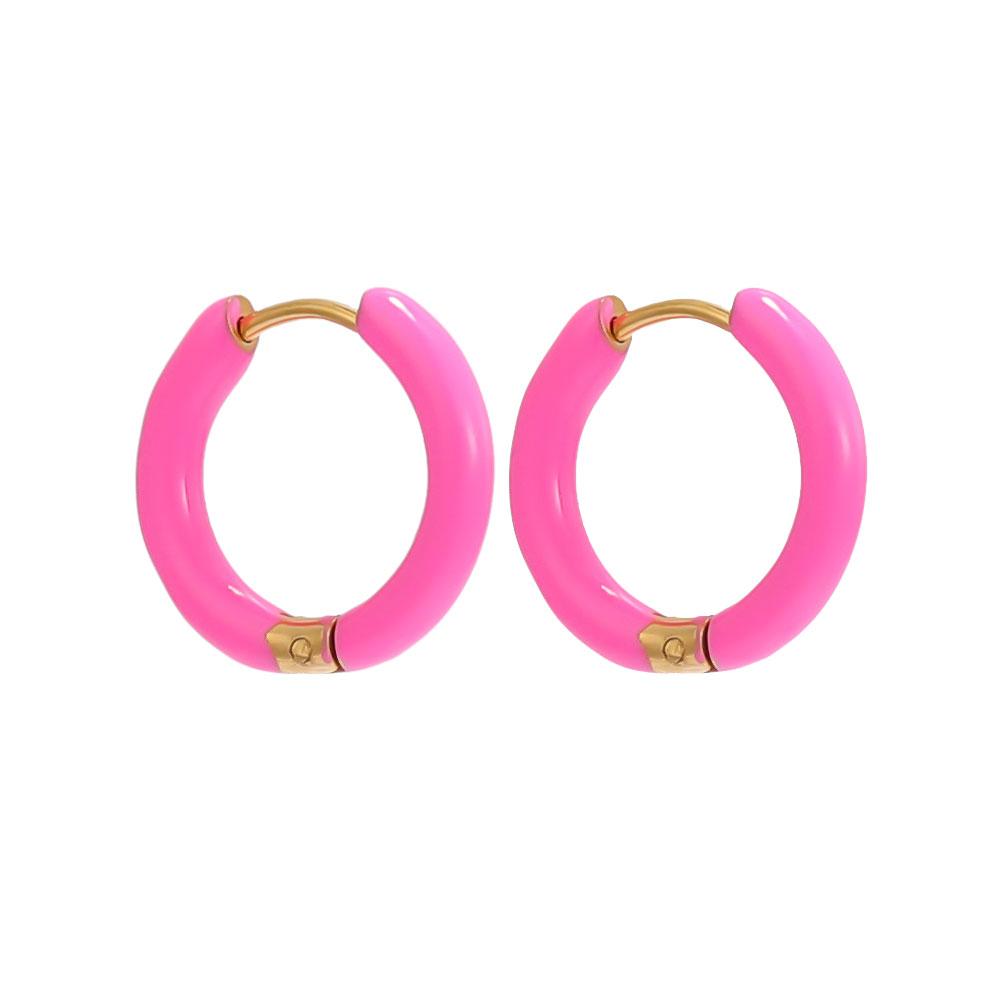 Fashion Fine Jewelry Earrings 2023 Women Simple Small 12mm Huggie Cartilage 18K Gold Plated Stainless Steel Enamel Hoop Earrings
