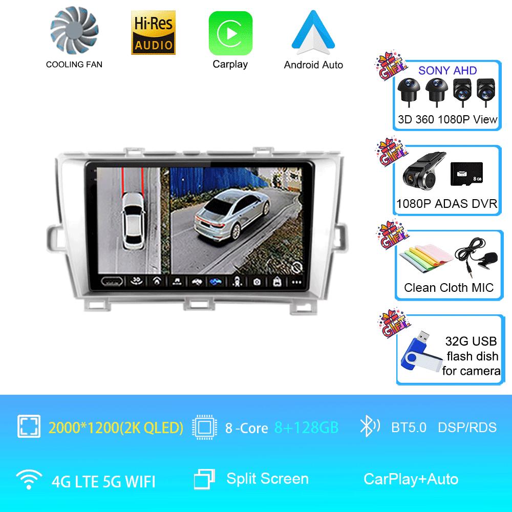 Car Radio Android 14 For Toyota Prius XW30 30 2009-2015 LHD Multimedia Video Player Navigation Stereo GPS 360 Camera No 2 Din 9”