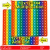 1-12 Multiplication Addition Push  Its Bubble Fidget Sensory Pop Toys, Silicone Rainbow Teaching Aids, Math Toys