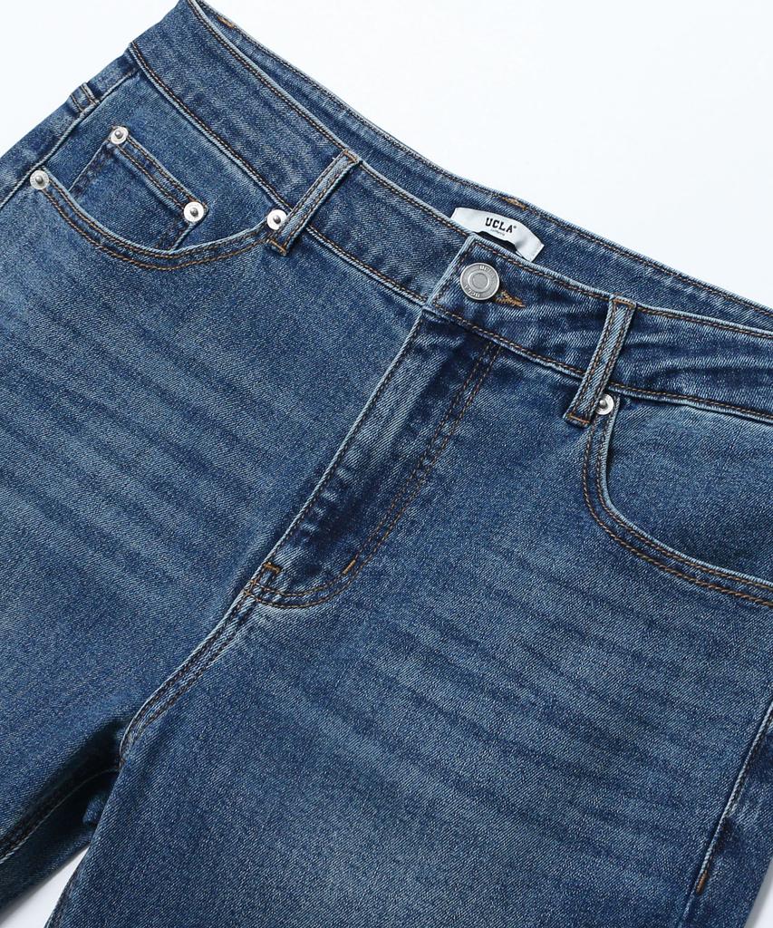 UCLA Unisex Basic Brushed Straight Denim Pants [Md-Indigo](Uc3Dp20)