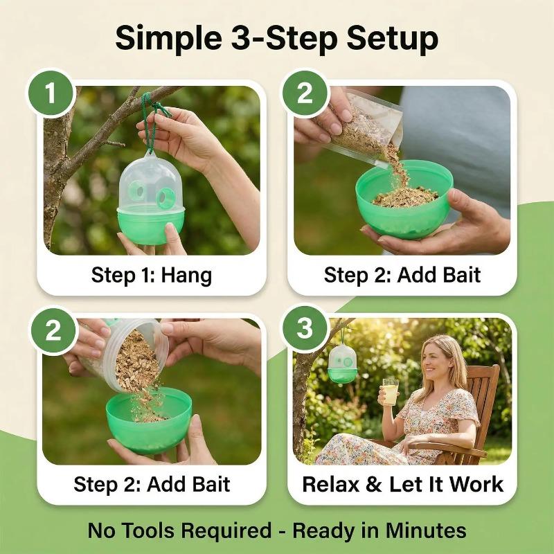 1-10PCS Reusable Fly Trap Hanging Wasp Hornet Catcher Plastic Insect Trap for Garden Orchard Farm Outdoor Pest Control