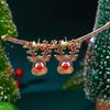 Christmas Enamel Bulb String Cute Reindeer Animal Drop Earrings Creative Holiday Dangle Earring Party Jewelry Gift For Women Men