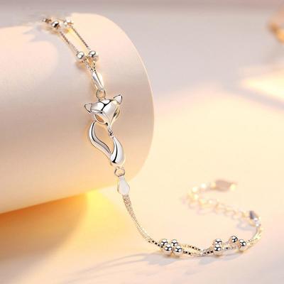 Bracciale Volpe Carino Elegante Colore Argento Per Ragazza Donna Accessori Gioielli Regalo
