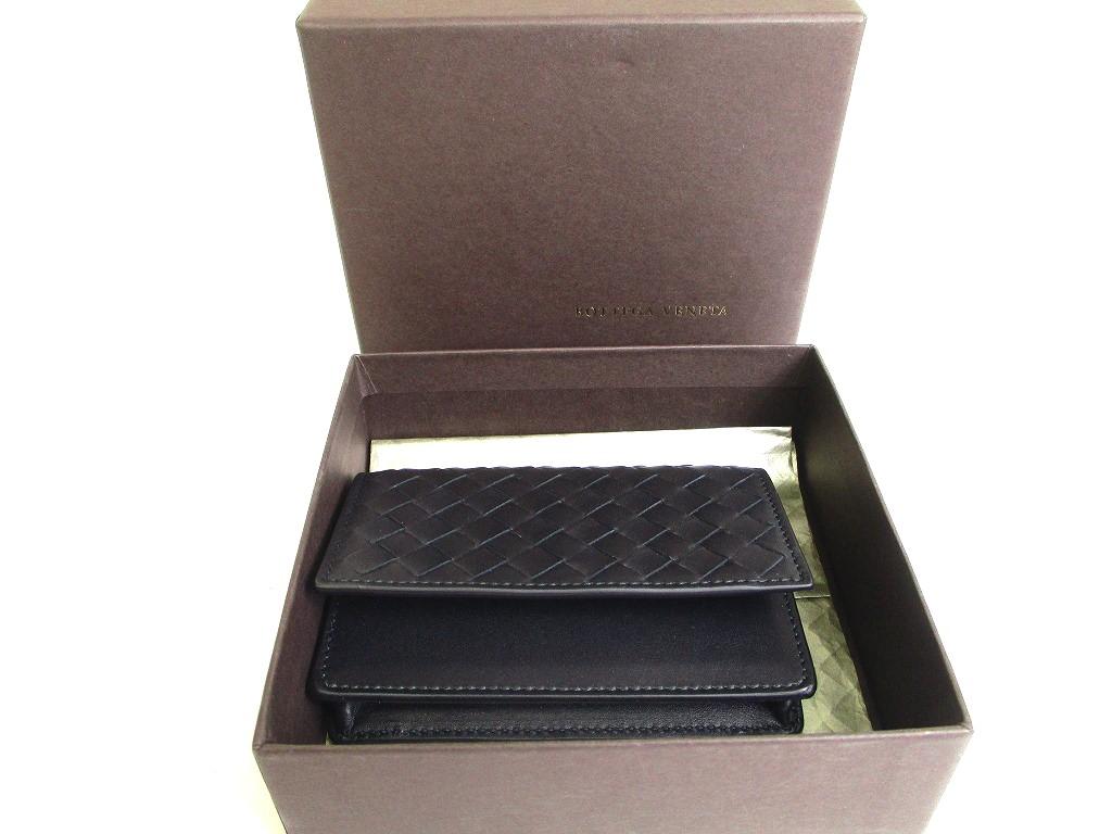 Подлинная визитница BOTTEGA VENETA Intrecciato из черной кожи #a063, восстановленная