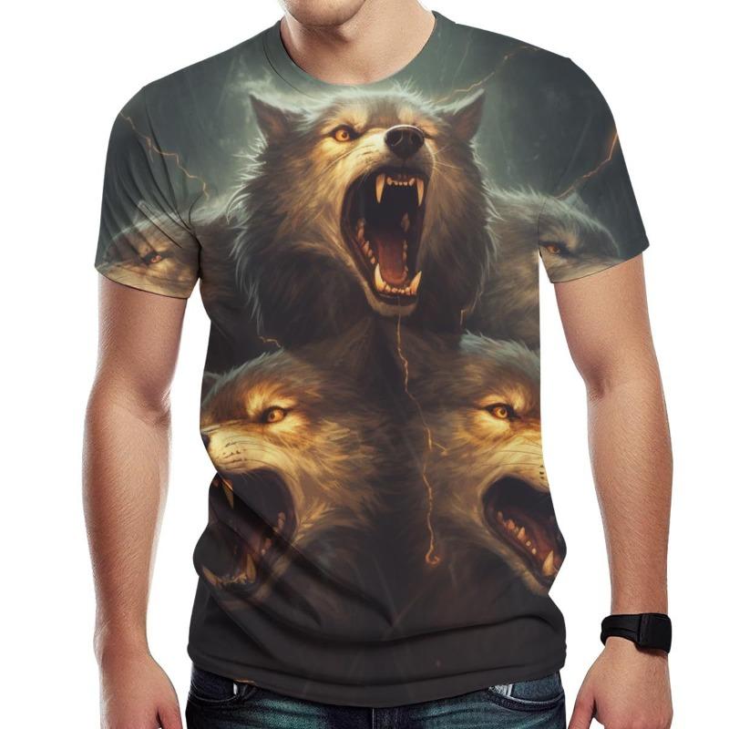 Men's 3D Printed T-Shirt Animal Pattern Printing Short Sleeve O-Neck Pullover Casual Top