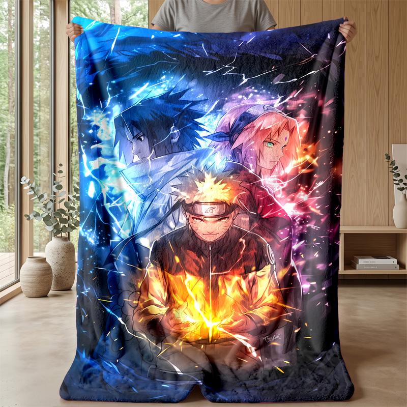 Naruto Uzumaki Printed Flannel Blanket Skin Friendly Warm Decorative Throw for Indoor Couch Bed Daily Use