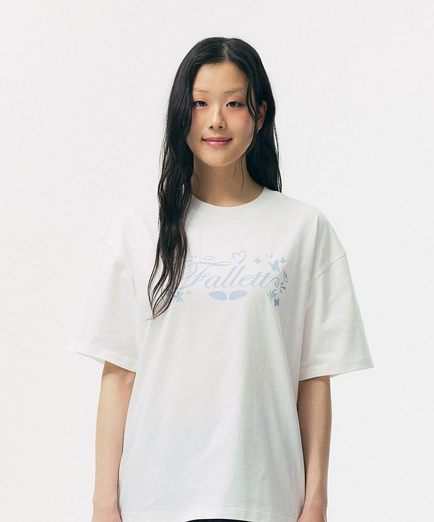 FALLETT Knitting Graphic Tee White