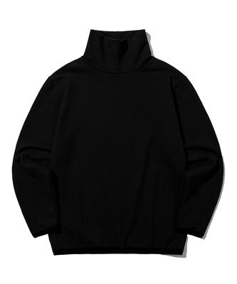 Seinteukeulu Aufwärmen Schwerer Frottee Rollkragen Einfaches Sweatshirt Whp-869 Schwarz