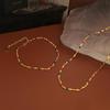 Copper Plated Gold Retro Color Block Drip Oil Necklace - Fashionable Jewelry Clavicle Chain