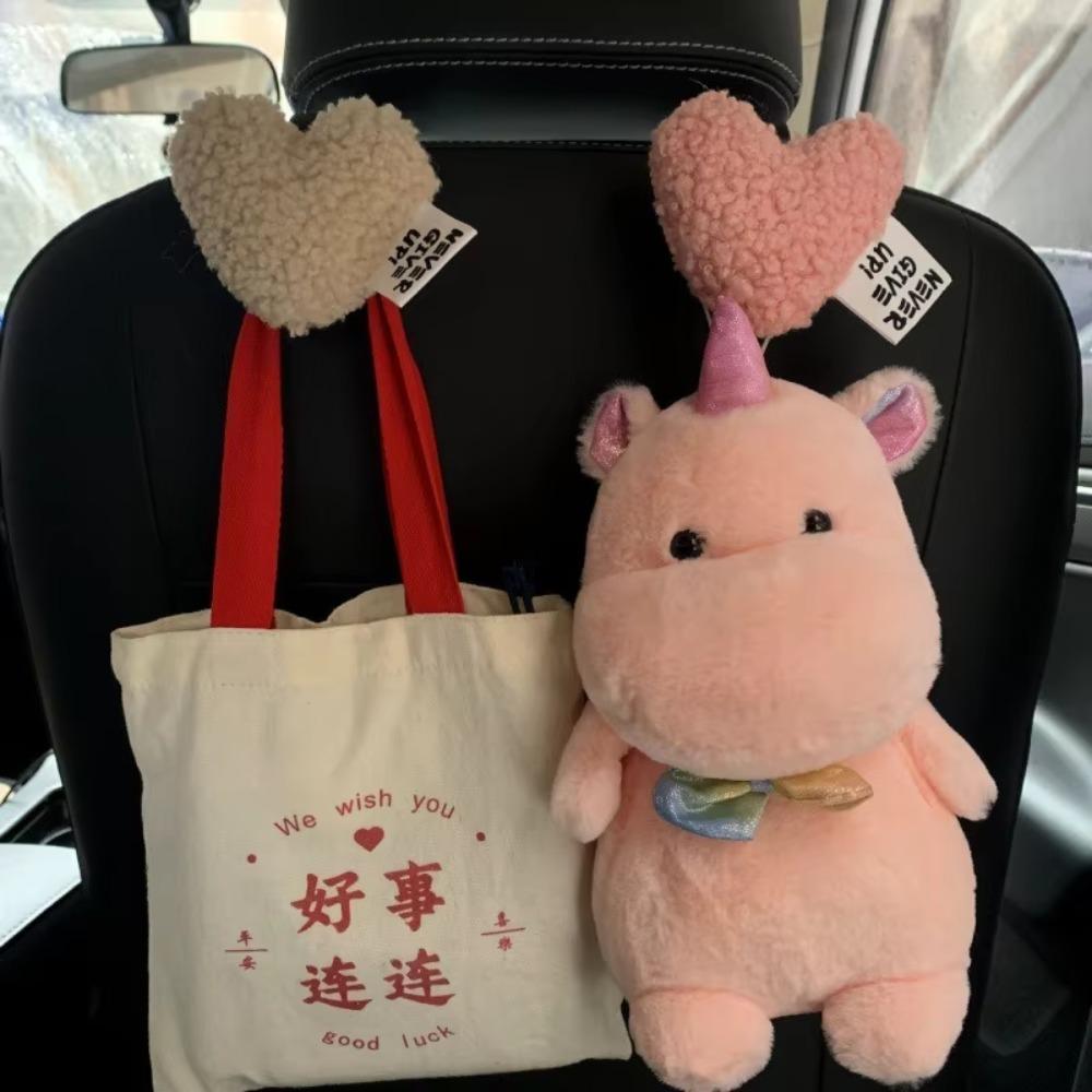 2PCS Cute Love Plush Flower Vehicle Headrest Organizer Hanger Safety Seat Hooks  Car Accessories