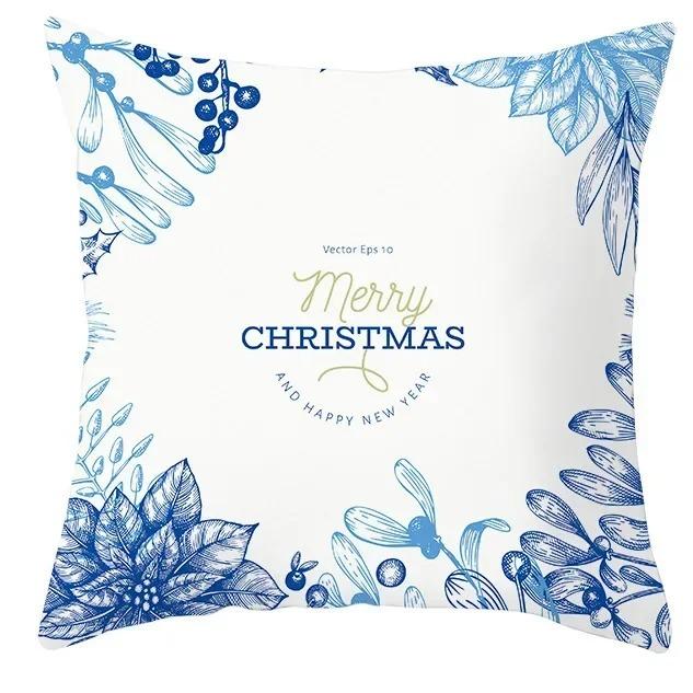 Winter Blue Christmas Pillowcase Home Snowflake Snowman Tree Pillowcase Home Decoration Cushion Cover