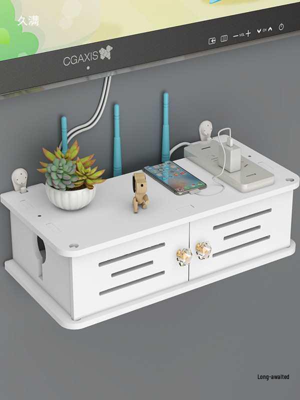 Wall-Mounted No-Drill WiFi Router and TV Set-Top Box Shelf for Living Room/Bedroom