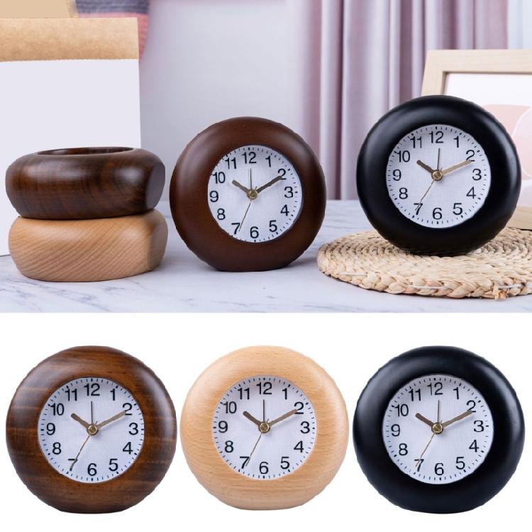 Small Clock Wood Alarm Clock with Arabic Numerals, Quiet and Elegant