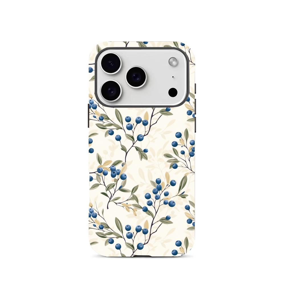 Blueberry Branch 2-in-1 Phone Case Suitable for iPhone 17 16 15 14 13 12 11 Pro/Max/Plus Anti Drop and Anti Shock Back Cover