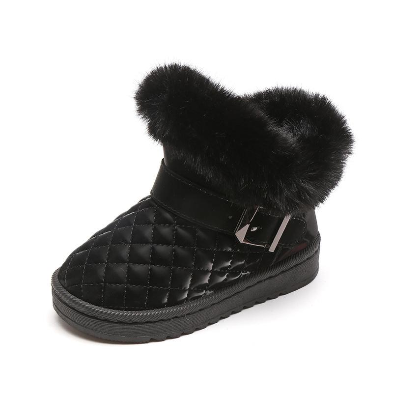 Small middle-aged children's fur integrated winter baby snow boots velvet cotton boots year-old men and women thickened warm large cotton