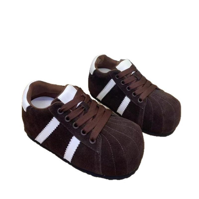 Big head lace-up women's autumn new small casual shoes, thick sole height increase, one pedal single shoes