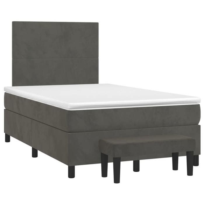 Maison Exclusive - Sommier à lattes de lit et matelas Gris foncé 120x200cm Velours