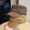 Autumn and winter retro suede flat top equestrian hat women's fashion casual face small cap temperament painter hat