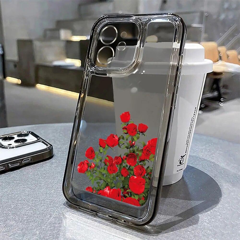 Clear Phone Case For iPhone 15 Pro Max Case iPhone 11 12 13 14 Pro XS Max XR X 7 8 15 Plus SE 2020 INS Butterfly Flower Cover