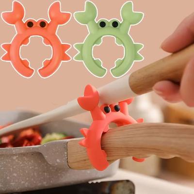 Silicone Spatula Rack Small Crab Anti Scalding Overflow Pot Clip Spoon Holder Clip Universal Shovel Rack Kitchen Gadget
