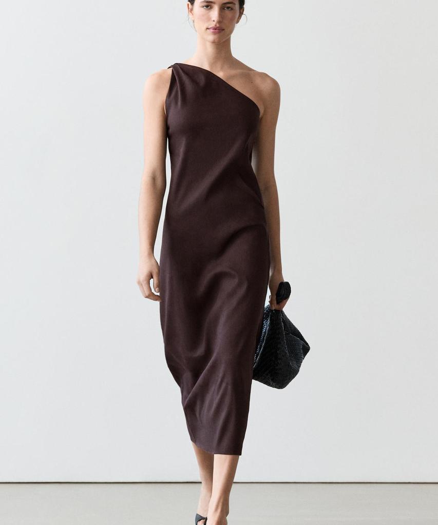 Masimodutti Asymmetrical Linen Blend Dress