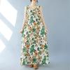 Summer Plus Women's Retro Artistic Loose Print Sleeveless Cotton Linen Dress Vest Suspender Casual Dresses