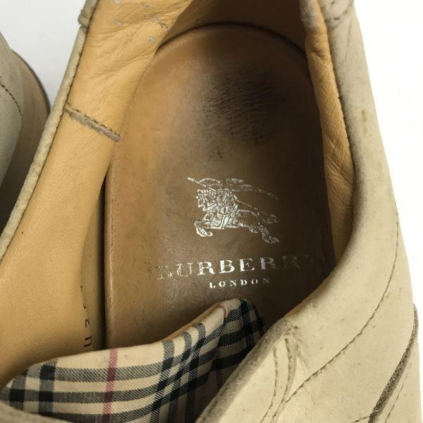 Burberry LONDON Leather Shoes Sneakers Beige Tan Check Pattern Size 24.5(USED)