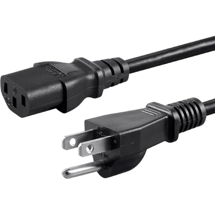 Standard 5ft (1.5m) 10 Amps 250 Volts Black 3 Prong AC Power Cord Cable for Electronics, TV, Computer, Printer, Radio, Monitor, Samsung, Dell, Vizio,
