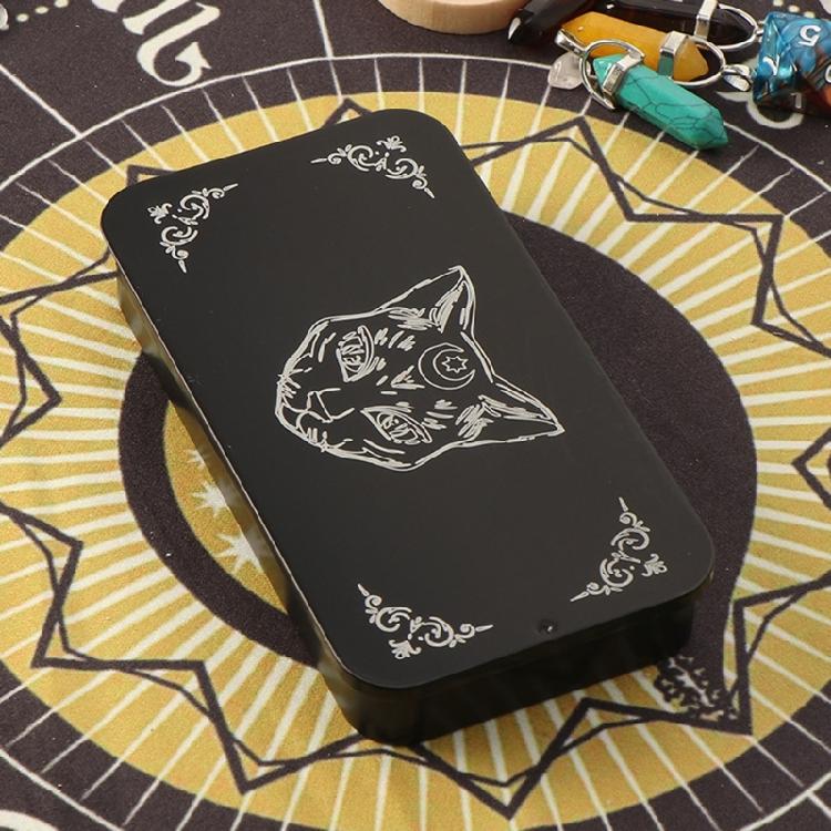 Portable Tarots Card Box Astrologys Divination Storage Case Iron Tarots Card Storage Case for Witches Decoration