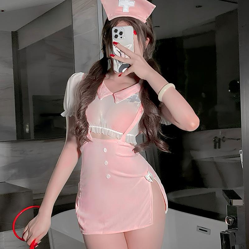 Sex lingerie sexy passion bed female split hip skirt nurse uniform cover