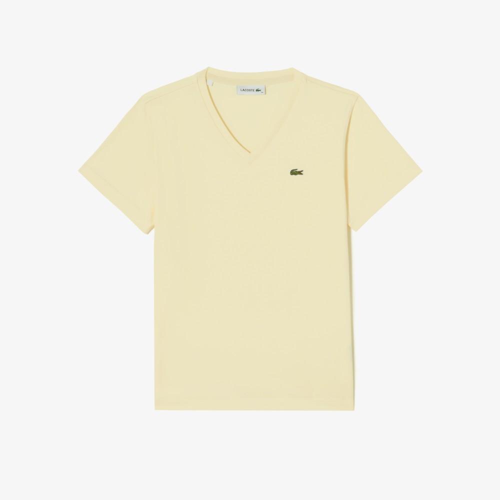 Lacoste Women's Basic V-Neck Short Sleeve T-Shirt TF833E-56GS7G
