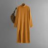 Semi-turtleneck new knitted dress for women's autumn and winter solid color slit long-sleeved leggings trousers with sweater skirt
