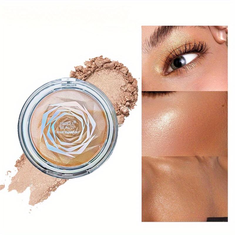 Rose Diamond Highlighter Powder Palette, Blush Palette Face Highlighting Contouring, Pearlescent Eyeshadow Highlighter, Makeup Gift for Women