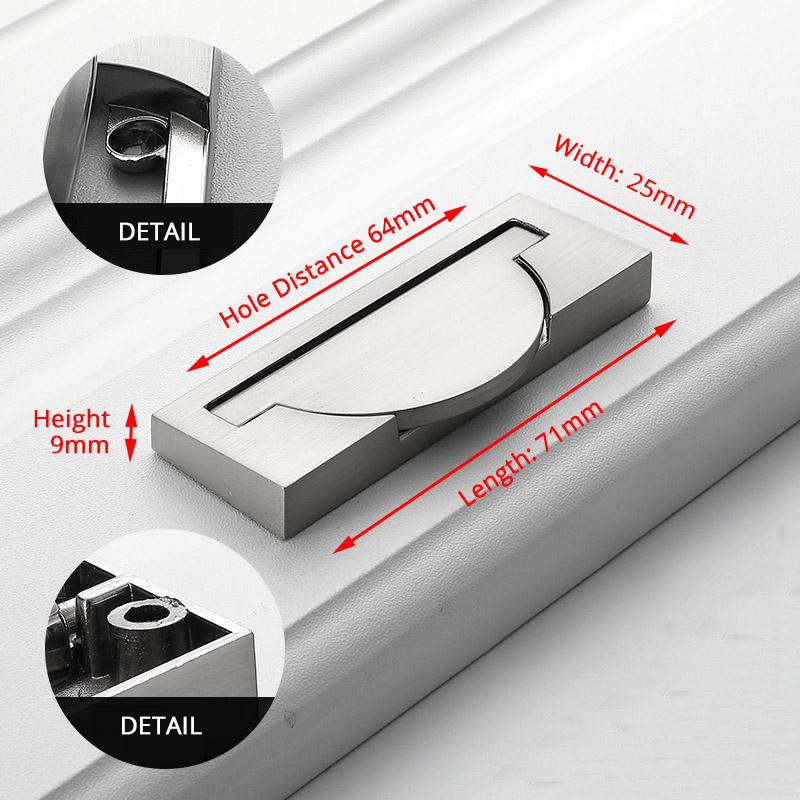 KAK Zinc Alloy Cabinet Knobs and Handles Tatami Hidden Door Handles Kitchen Handles Black Drawer Knobs Furniture Handle Hardware